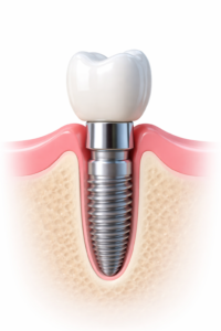 structure of a dental implant when it is placed at a dental clinic near Newtown